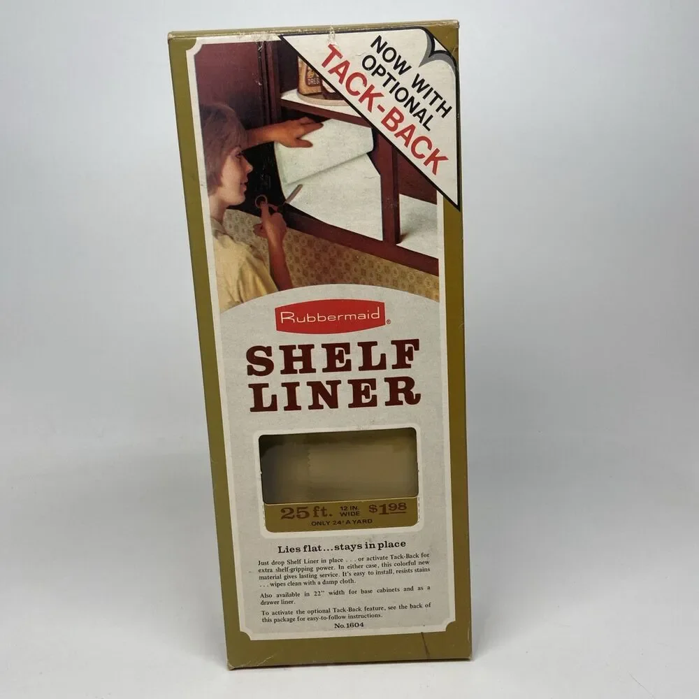 Vintage Rubbermaid Gold Shelf Liner NOS 12” x 25’ Roll w/ Original Box